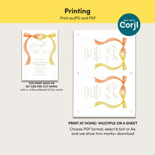 Load image into Gallery viewer, Orange yellow bow Double the Fun bow Invitation, sisters birthday, editable template, digital download 0324