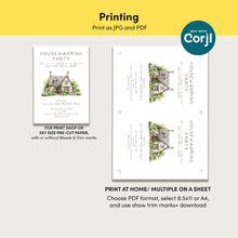 Load image into Gallery viewer, 2035 Cottage Housewarming Party Invite, Moving Announcement, Digital Download, Editable Template