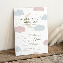 Load image into Gallery viewer, Corjl editable Twinkle twinkle gender reveal invitation template 2014