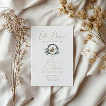 Load image into Gallery viewer, 2024 Oh Deer Baby Shower Invitation, Woodland Winter Baby Shower Invite, Neutral Rustic Forest Baby Shower Printable