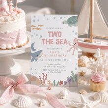 Load image into Gallery viewer, Pink Two the Sea Birthday Invitation Editable Pink Summer Pool Party 2nd Birthday Invite 0339
