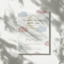 Load image into Gallery viewer, Corjl editable Twinkle twinkle gender reveal invitation template 2014