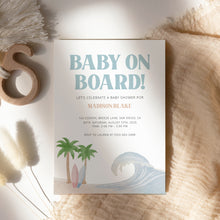 Load image into Gallery viewer, Corjl editable Wave Baby on bard baby shower invitation template 2013