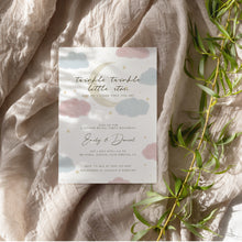 Load image into Gallery viewer, Corjl editable Twinkle twinkle gender reveal invitation template 2014