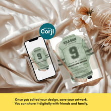 Load image into Gallery viewer, Sage Green Hockey Jersey Birthday Invitation Template for Boys, Watercolor Sports Birthday Invite 0335