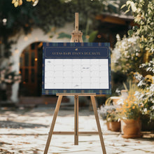 Load image into Gallery viewer, 2036 Navy Plaid Teddy Bear Boy Baby Shower Due Date Calendar Sign Template, Digital Download