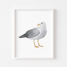 Load image into Gallery viewer, Coastal watercolor seagull art print 07-119