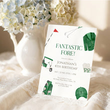 Load image into Gallery viewer, Golf 4th Birthday Invitation Template, Preppy Green (Digital Download) 0329