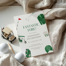 Load image into Gallery viewer, Golf 4th Birthday Invitation Template, Preppy Green (Digital Download) 0329