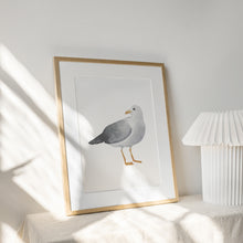 Load image into Gallery viewer, Coastal watercolor seagull art print 07-119