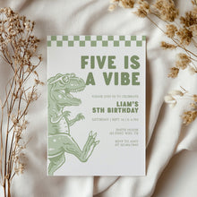 Load image into Gallery viewer, Retro Dinosaur Birthday Invitation, T Rex 5th Birthday Party Invite Template 0323