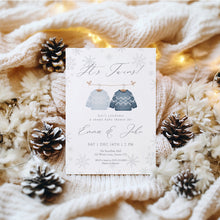 Load image into Gallery viewer, 2029 Winter Twins Baby Shower Invitation: Christmas Holiday Theme (Digital Download)