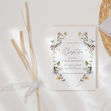 Load image into Gallery viewer, 0501 wild flower baptism invitation template