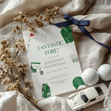 Load image into Gallery viewer, Golf 4th Birthday Invitation Template, Preppy Green (Digital Download) 0329