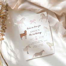 Load image into Gallery viewer, Horse Birthday Invitation Ride On Over Pony Party Cowgirl Western Editable Template 0336