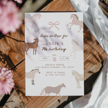 Load image into Gallery viewer, Horse Birthday Invitation Ride On Over Pony Party Cowgirl Western Editable Template 0336