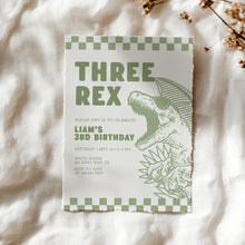 Load image into Gallery viewer, Retro Dinosaur Birthday Invitation, T Rex 3rd Birthday Party Invite Template 0323