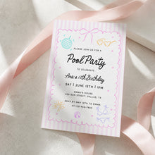 Load image into Gallery viewer, Whimsical Pink Pastel Pool Party Birthday Invitation Editable Girl 12th Birthday Invite 0339