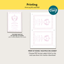 Load image into Gallery viewer, 0501 pink crest initial baptism invitation template