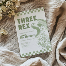 Load image into Gallery viewer, Retro Dinosaur Birthday Invitation, T Rex 3rd Birthday Party Invite Template 0323