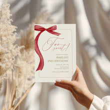 Load image into Gallery viewer, Red Bow Two Sweet 2nd Birthday Invitation, Editable Template, Digital download 0324