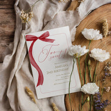 Load image into Gallery viewer, Red Bow Two Sweet 2nd Birthday Invitation, Editable Template, Digital download 0324