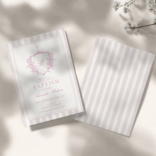 Load image into Gallery viewer, 0501 pink crest initial baptism invitation template