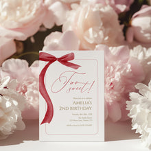 Load image into Gallery viewer, Red Bow Two Sweet 2nd Birthday Invitation, Editable Template, Digital download 0324