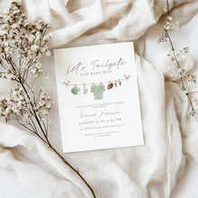 Load image into Gallery viewer, 2032 Sage Green Let’s Tailgate Baby shower Football Invite, Editable Template, Digital download