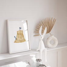 Load image into Gallery viewer, Coastal watercolor sand castle art print 07-119