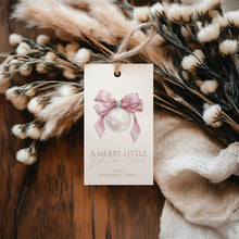 Load image into Gallery viewer, 2033 Christmas Thank You Gift Tag Template, Pink Ornament appreciation favor tag, digital download