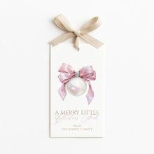 Load image into Gallery viewer, 2033 Christmas Thank You Gift Tag Template, Pink Ornament appreciation favor tag, digital download