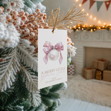 Load image into Gallery viewer, 2033 Christmas Thank You Gift Tag Template, Pink Ornament appreciation favor tag, digital download