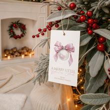 Load image into Gallery viewer, 2033 Christmas Thank You Gift Tag Template, Pink Ornament appreciation favor tag, digital download
