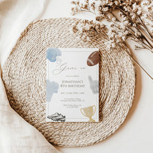 Load image into Gallery viewer, 0325 Blue Game On Football Birthday Invite, Printable Sports Party Invite, Editable Template, Digital download