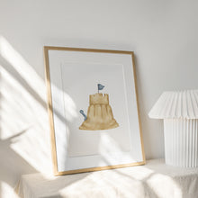 Load image into Gallery viewer, Coastal watercolor sand castle art print 07-119