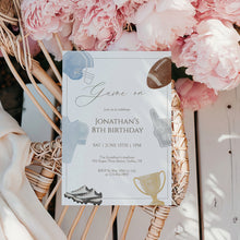Load image into Gallery viewer, 0325 Blue Game On Football Birthday Invite, Printable Sports Party Invite, Editable Template, Digital download