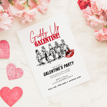 Load image into Gallery viewer, 0801 Western Cowgirl Giddy Up Galentine Invite, Valentines Girls Night Out, digital download, editable template
