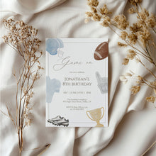 Load image into Gallery viewer, 0325 Blue Game On Football Birthday Invite, Printable Sports Party Invite, Editable Template, Digital download