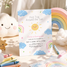 Load image into Gallery viewer, First Trip Around the Sun Birthday Invitation Editable 0339
