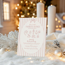 Load image into Gallery viewer, 2033 Pink Whimsical Favorite things Christmas Gift Exchange Party Invite, Digital download, Editable Template