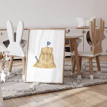 Load image into Gallery viewer, Coastal watercolor sand castle art print 07-119