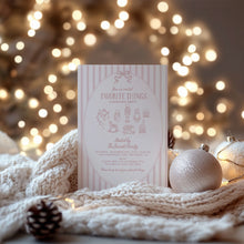 Load image into Gallery viewer, 2033 Pink Whimsical Favorite things Christmas Gift Exchange Party Invite, Digital download, Editable Template