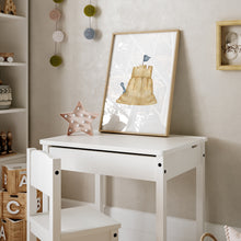 Load image into Gallery viewer, Coastal watercolor sand castle art print 07-119