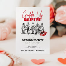 Load image into Gallery viewer, 0801 Western Cowgirl Giddy Up Galentine Invite, Valentines Girls Night Out, digital download, editable template