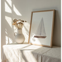Load image into Gallery viewer, Coastal sea boat art print 07-119