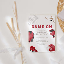 Load image into Gallery viewer, Red Game On Hockey Birthday Sports Party Invite, Editable Invitation for Boys 0335