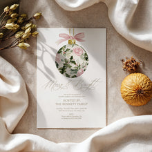 Load image into Gallery viewer, 2033 Merry & Bright Pink Ornament Christmas Party Invite, Winter Holiday Digital Download, Editable Template