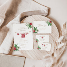 Load image into Gallery viewer, 2029 Winter Baby Shower Invitation Set: Festive Floral Template (Digital Download)