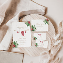 Load image into Gallery viewer, 2029 Winter Baby Shower Invitation Set: Festive Holiday Theme (Digital Download)